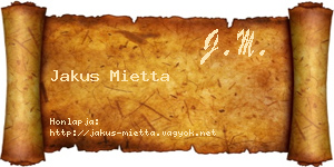 Jakus Mietta névjegykártya